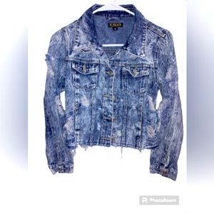 Kroix denim distressed jacket medium blue